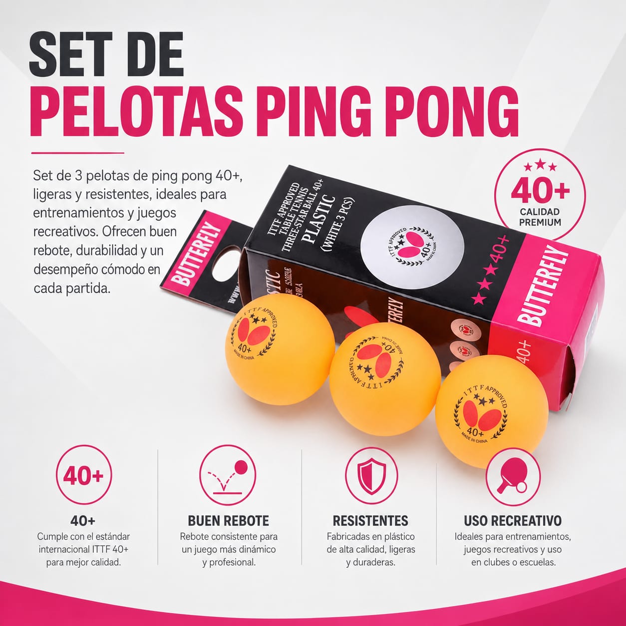 SET PELOTAS DE PING PONG
